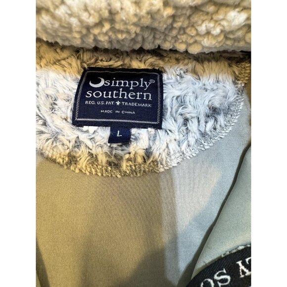 Simply Southern 1/4 Zip Pullover Sweater Grey Womens Size L Soft Faux Fur Grey - Picture 5 of 9